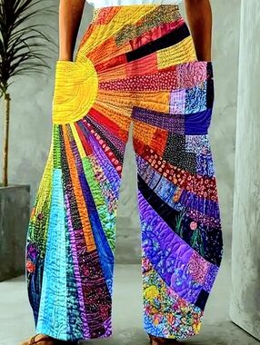 BOHO HiPPIE  Wide Leg Patchwork Summer Pants